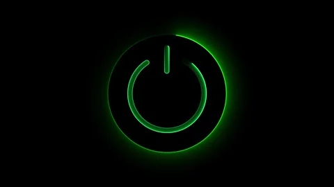 Power button on black background. Glowing power button sign icon animated. .. Stock Footage 308400529