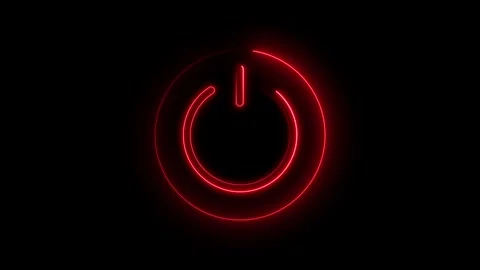 Power button on black background. Glowing power button sign icon animated. .. Stock Footage 308400540