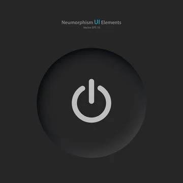 Power button on a black background. User interface elements in the style of Stock Illustration