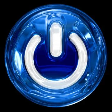 Power button blue, isolated on black background. Illustrazione stock