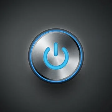 Power button with blue light Stock Illustration