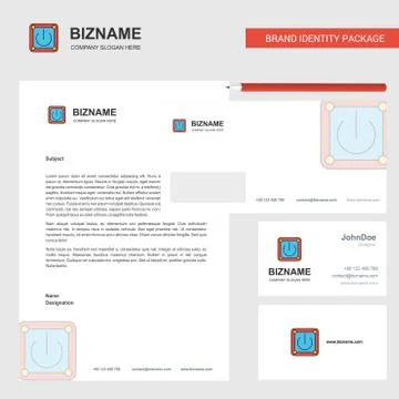 Power button Business Letterhead, Envelope and visiting Card Design vector te Ilustración de archivo