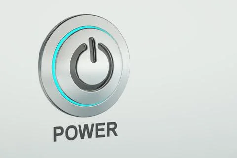 Power button closeup, 3D rendering Ilustración de archivo