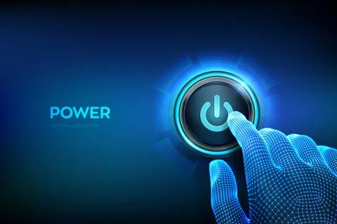Power button. Closeup finger about to press a power button. Just push the but Stockillustratie