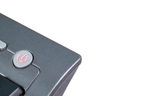 Power button on a computer keyboard close-up, space for text, copy space. Stock Photos