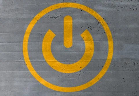 Power button concept on cement texture background Stock Illustration