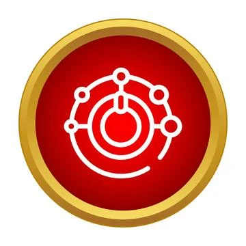 Power button connecting network icon on red circle Ilustración de archivo