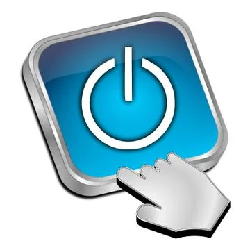Power Button with cursor - 3D illustration Stock Illustration