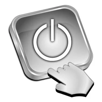 Power Button with cursor - 3D illustration Illustrazione stock