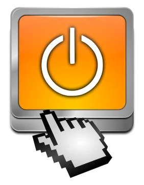 Power Button with cursor Stock Illustration