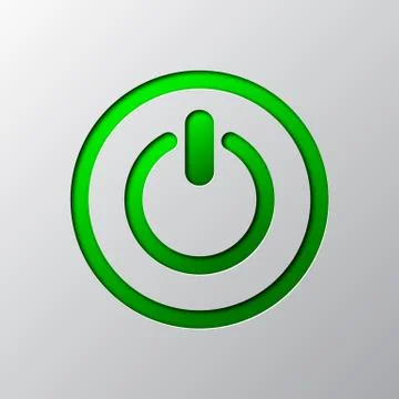 Power button cut from paper. Vector illustration Ilustración de archivo