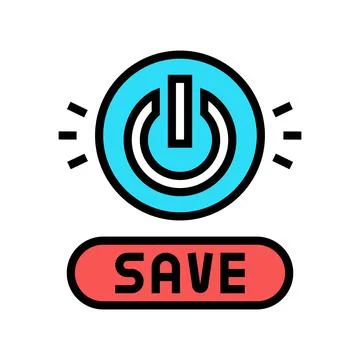 Power on off button energy saving color icon vector illustration Stock Illustration