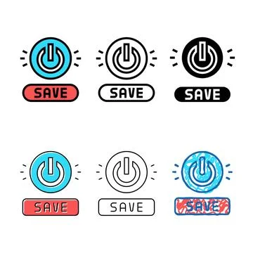 Power on off button energy saving color icon vector variations Stock Illustration