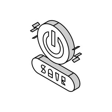Power on off button energy saving isometric icon vector illustration Stock Illustration