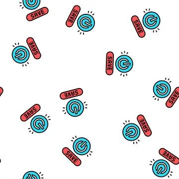 Power on off button energy saving vector seamless pattern Stock Illustration