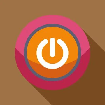 Power button flat design icon with long shadow Stock-Illustration