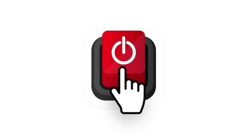 Power button in flat style on white background. Motion graphics. Stock Footage 156581276