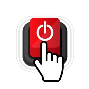 Power button in flat style on white background. Vector web button. Stock Illustration