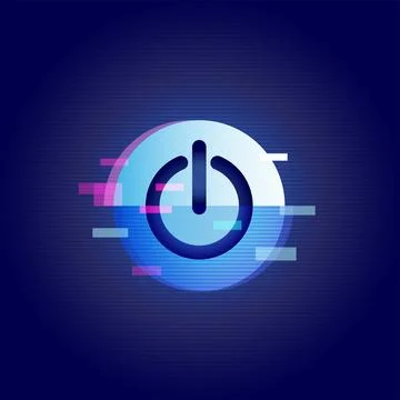 Power Button Glitch Technology Background Icon Stock Illustration