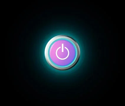 Power button glowing light isolated Stock Photos