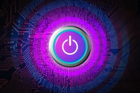 Power button glowing light isolated Stock Photos