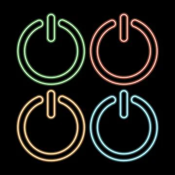 Power button glowing neon ui ux icon. Glowing sign logo vector Stock Illustration