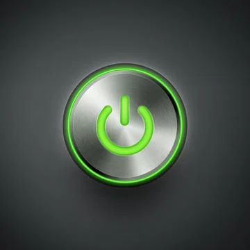 Power button with green light Illustrazione stock