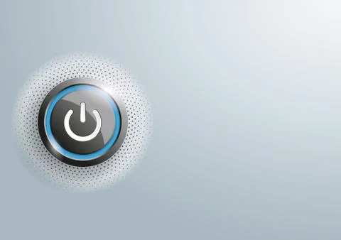 Power Button Halftone Gray Copyspace Stock Illustration