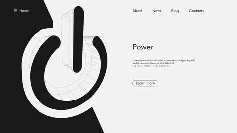Power button, hi-tech on and off sign, futuristic wireframe geometric sign .. Stock Illustration