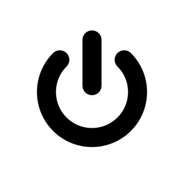 Power button icon. Black, minimalist icon isolated on white background. Power Stock Illustration