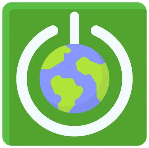 Power button icon, Earth Day related vector Stock Illustration