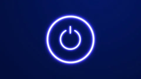 Power on off button icon electric glow neon animation with alpha channel Stock Footage 273443774