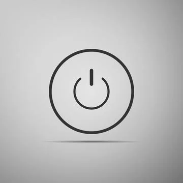 Power button icon isolated on grey background. Start sign. Flat design. Vec.. 스톡 일러스트