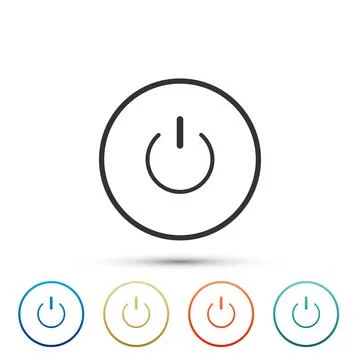 Power button icon isolated on white background. Start sign. Set elements in.. Illustrazione stock