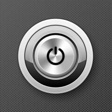 Power off-on button icon - launch push button, starter metal knob Stock-Illustration