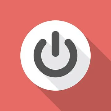 Power button icon with long shadow. Flat design style. Power on off button si Stock Illustration