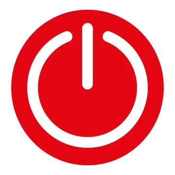 Power button icon, red and white vector simple illustration of switch symbol Stock Illustration