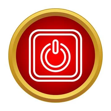 Power button icon on red background providing startup interface Ilustración de archivo