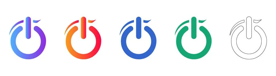 Power Button Icon Set for Digital Systems Ilustración de archivo
