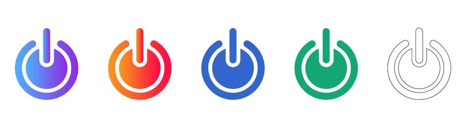 Power On Off Button Icon Set Ilustração Stock
