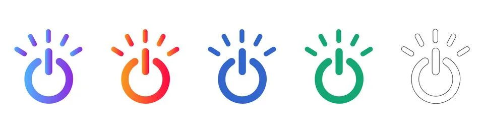 Power On Button Icon Set 스톡 일러스트