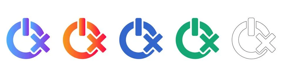 Power Off Button Icon Set 스톡 일러스트
