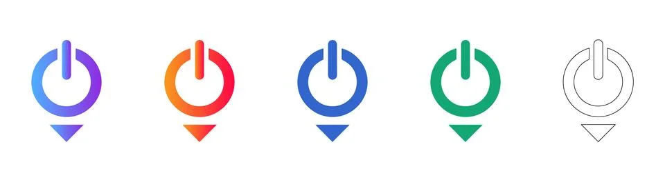 Power Button Icon Set in Multiple Vibrant Gradient Styles イラスト素材