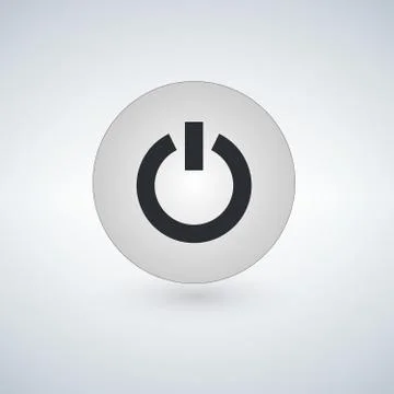 Power button icon, simple flat design isolated on white background, vector Illustrazione stock