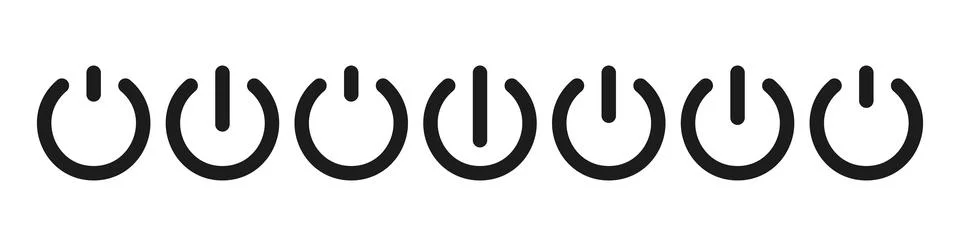 Power button icon with on-off switch symbol, standby mode pictogram, energy Stock Illustration