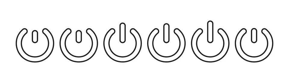Power button icon with on-off switch symbol, standby mode pictogram, energy Stock Illustration