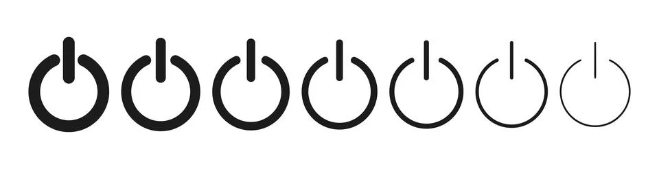 Power button icon with on-off switch symbol, electric shut down sign, start and 스톡 일러스트