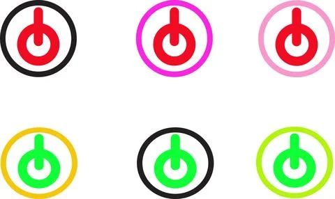 Power Button Icon Vector Set with Glowing Neon Effect for Digital Energy Stock Illustration
