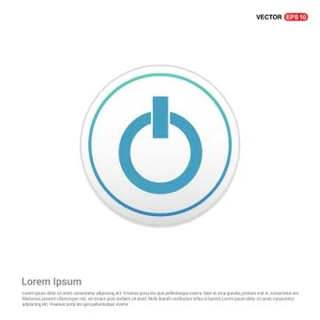 Power button icon  - white circle button Ilustração Stock