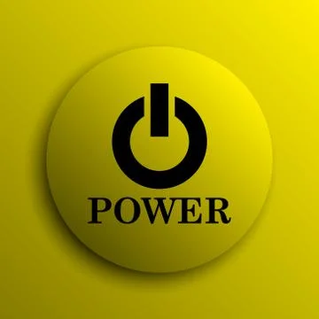 Power button icon. Yellow internet button.. Illustrazione stock